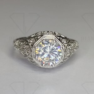1890s Art Deco Vintage 2.30 Ct Old European Diamond Antique Engagement Ring In 935 Argentium SIlver Edwardian Engagement Ring Old Mine Ring
