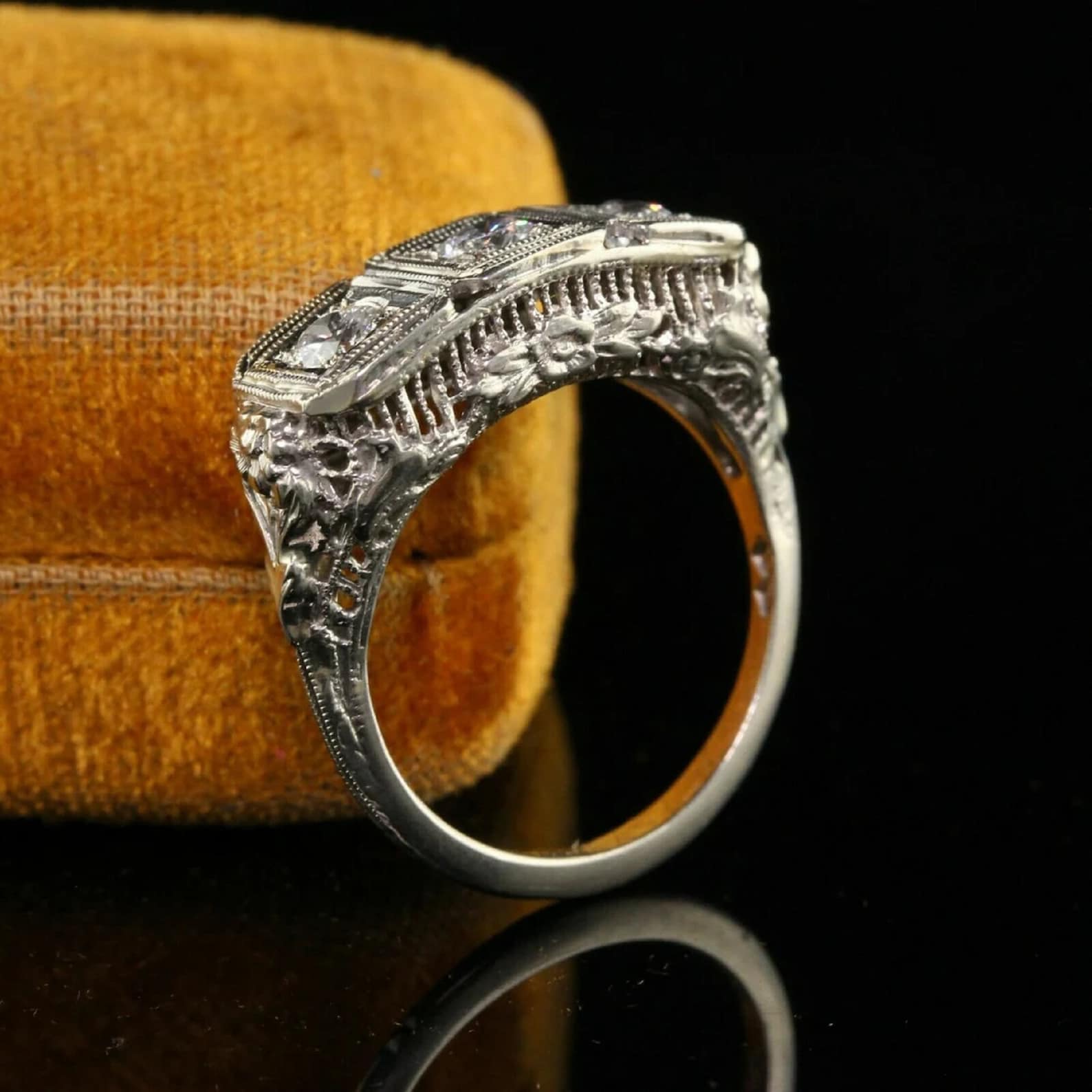 Circa 1910-20s Vintage Edwardian 3 Stone Round Diamond Engagement Ring ...