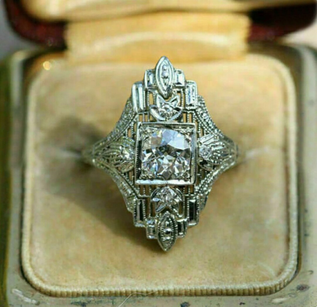 1890s Antique Vintage Filigree 2.10 Ct Old European Diamond Wedding ...