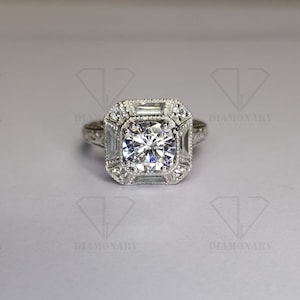 2 Carat Diamond Antique Vintage Art Deco Engagement Ring In 935 Argentium Silver / Circa 1920-25s Diamond Ring / Art Deco Ring Gift For Her