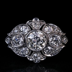 Circa 1890's Vintage Art Deco Ring, Woman's Wedding Antique Ring, Bezel Set Engagement Ring 935 Argentium Silver, European Cut Diamond Ring