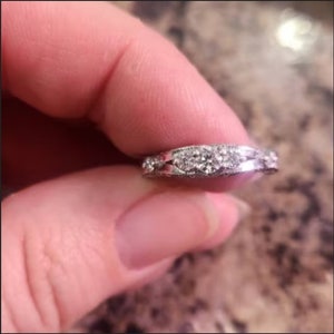 1890s Art Deco Diamond Wedding Band, Vintage Diamond Eternity Band, Antique Diamond Band, Moissanite Band, Stacking Band, 935 Silver Band