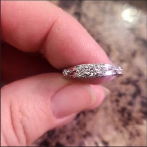 1890s Art Deco diamond wedding ring, Vintage diamond eternity ring, antique diamond band, moissanite band stacking band ring engagement ring
