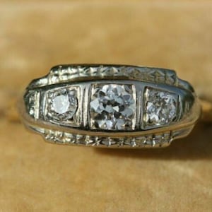 Vintage Art Deco 0.70Cts Diamond Engagement Ring, 935 Argentium Silver Ring, Antique Ring, White Gold Ring, Women's Art Nouveau Ring