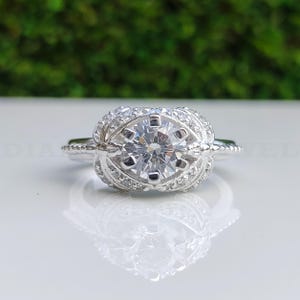 Dragonfly Ring, Moissanite Ring, 935 Argentium Silver Ring, Engagement Wedding Ring, 925 Sterling Silver Ring, Insect Inspired Diamond Ring