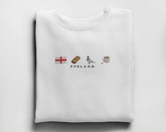 England gesticktes Rundhals-Sweatshirt | England Sweatshirt | England Rundhalsausschnitt | Land, witzig, Cowboy Sweatshirt