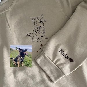 Custom embroidered pet portrait hoodie sweater, dog, line art graphic portrait , special gift, memory, pet condolences, loss gift, loved one