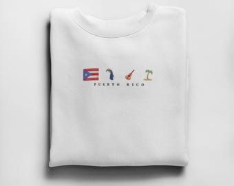 Puerto Rico Embroidered Icons Crewneck Sweatshirt | Puerto Rico Sweatshirt | Puerto Rico crewneck | Puerto Rico, United Kingdom, Sweatshirt