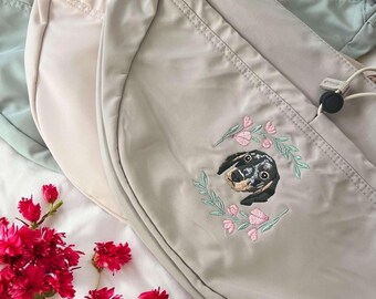 Embroidered Pet Portrait Cross Body Bag, Pet Bag, Pet Portrait,Sling Bag, Dog Walking Bag, Gift for Dog Lovers, Dog Lover Gift, Dog Portrait