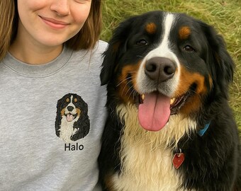 Op maat geborduurd sweatshirt voor huisdier, gepersonaliseerd shirt voor huisdier, gepersonaliseerde hoodie voor huisdier, gepersonaliseerd sweatshirt voor huisdiergezicht en koosnaampje