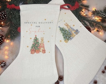 Personalised Peter Rabbit Christmas Stocking - Personalised stocking - christmas name stocking - santa - Christmas Eve - Christmas