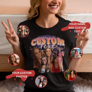 Custom Girlfriend T-Shirt, Shirt With Face, Custom Photo Vintage Shirts, Custom Your Own Picture Idea, Graphic Wife Husband Tee