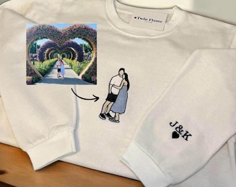 Custom Embroidered Portrait from Photo Sweatshirt, Custom Embroidered Hoodie, Gift for her, Gift for Him, Personalized Crewneck, Christmas