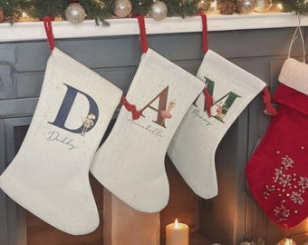 Personalised Christmas Stocking - Personalised stocking - christmas name stocking - santa - Christmas Eve - Christmas decorations - initial