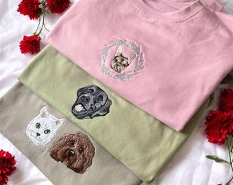 Sweat-shirt brodé pour animal de compagnie personnalisé, chemise personnalisée pour animal de compagnie, sweat à capuche brodé pour animal de compagnie personnalisé, sweat-shirt personnalisé avec nom et visage d'animal de compagnie TF