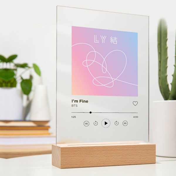 Kpop Spotify Acrylic Plaque | BTS I'm Fine Spotify Song Custom Plaque Kpop Spotify Track Music Display With Stand Engraved Gift For Army