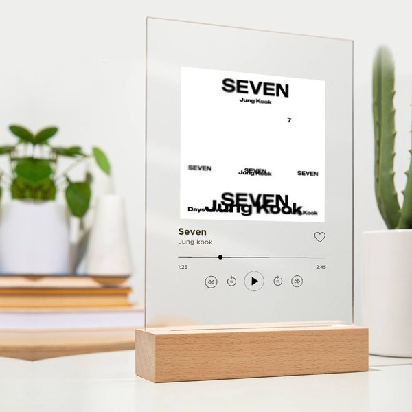 Kpop Spotify Acrylic Plaque | BTS Jungkook Seven Spotify Song Custom Plaque  Spotify Track Music Display With Stand Engraved Gift For Army