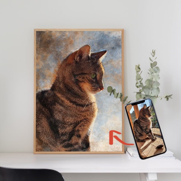 Tierportraits vom Foto im angesagten Öl- Gemälde-Stil mit individuellen Farbwünschen personalisierbar, Muttertags Geschenk