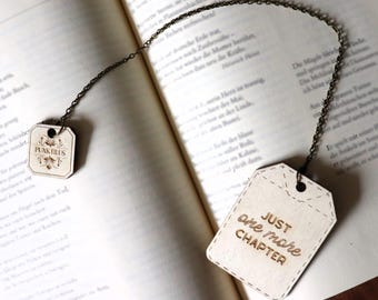 Wooden tea bag bookmark | High-quality bookmark with metal chain | Elegant gift for tea lovers and bookworms