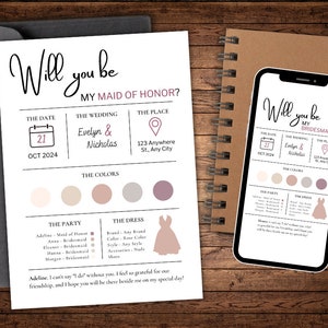 Werden Sie meine Brautjungfer / Trauzeugin Anfrage sein, Brautparty Hochzeitseinladung, bearbeitbare Handy einladen, sofortiger Download digitale Vorlage