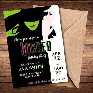 Birthday Party Invitation - Instant Download Editable Template - Wicked Theme - Pink & Green