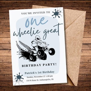 First Birthday Invitation ATV/Racing Theme - Editable Digital Template - Instant Download - 1st Birthday - One Year Old Boys Birthday