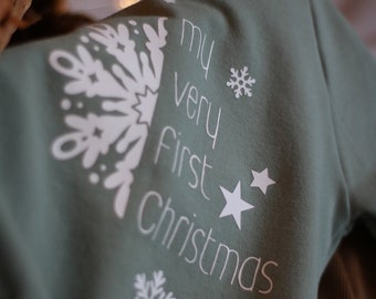 Weihnachtspullover für Kinder und Babys, my very first Christmas Sweatshirt, Weihnachtsoutfit zum ersten Weihnachtsfest aus Biobaumwolle