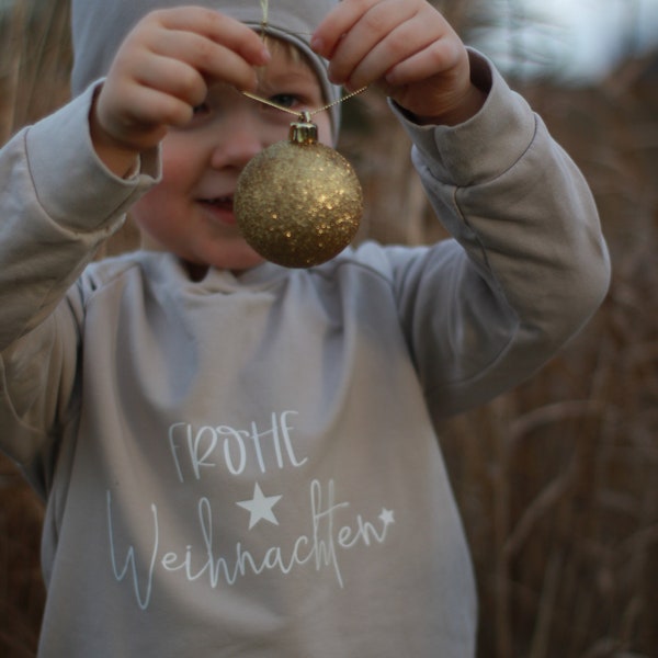 Weihnachtspullover für Kinder und Babys, Frohe Weihnachten Sweatshirt, Weihnachtsoutfit aus Biobaumwolle