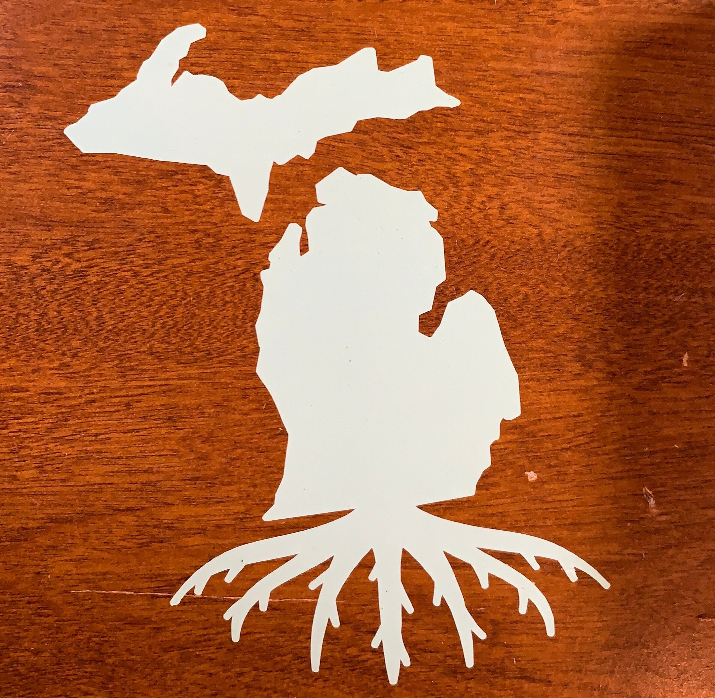 Michigan With Roots Design Michigan Roots Great Lakes State Outline With Handgun Vinyl Decal 5 ...
