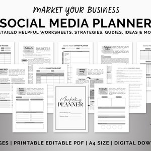Small Business Marketing Printable Planner Social Media Planner Canva Editable Template Canva Editable Business Plan Instagram Post Planner