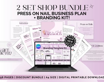 Shop Bundle Press on Nail Business Plan Nails Branding Kit Editable Thank You Cards Press on Nail Business Instagram Stories Templates