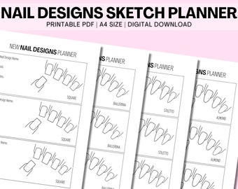 Nail Designs Sketch Planner Sheet Printable Colouring Nail Tech Designs Press on Nail Business Plan Nail Salon Template Nail Shapes Template