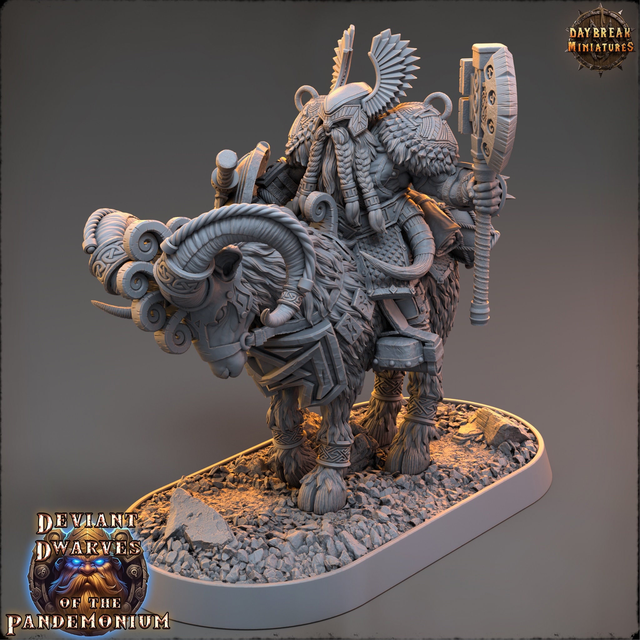 Hellgo Drauper on Fire Goat - Deviant Dwarves of the Pandemonium