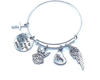 Memorial Charm Bracelet: Loss of Mom, Angel Wing Bereavement Gift