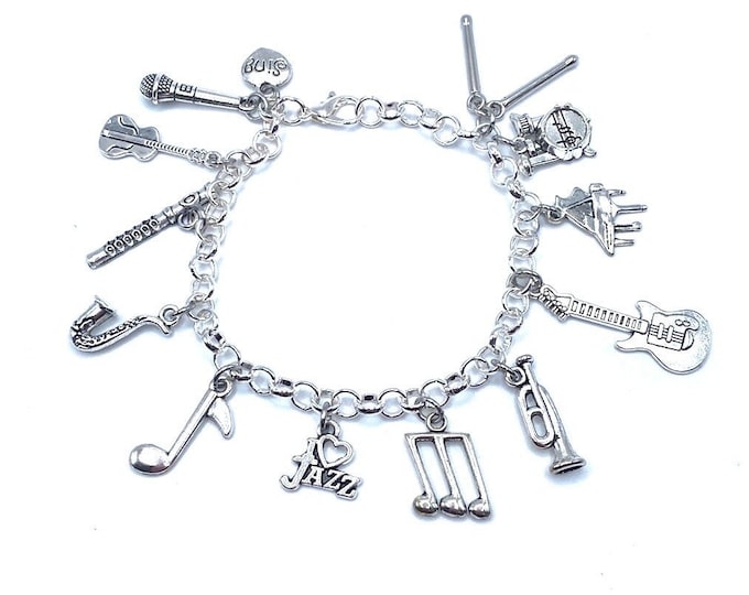 I Love Jazz Music Charm Bracelet