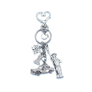 New York City Keychain Bag Charm Taxi Statue Of Liberty