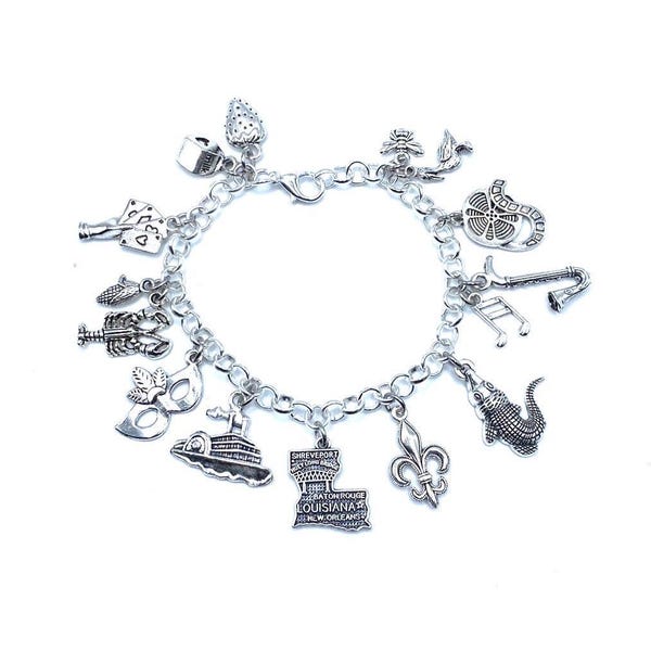 Louisiana Charm Bracelet State Theme New Orleans