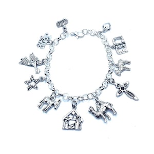 Nativity Scene Charm Bracelet Religious Christmas Jesus