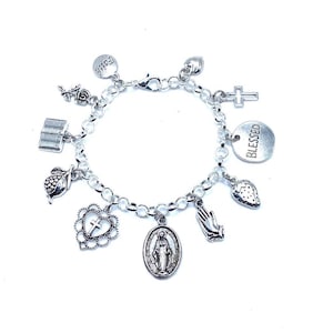 Mother Mary Charm Bracelet Religious Catholic Christianity Miraculous Medal