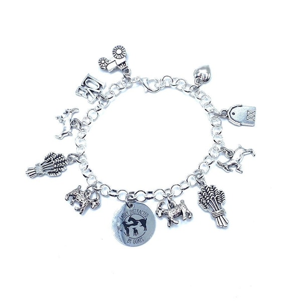 Easily Distracted By Goats Charm Bracelet Goat