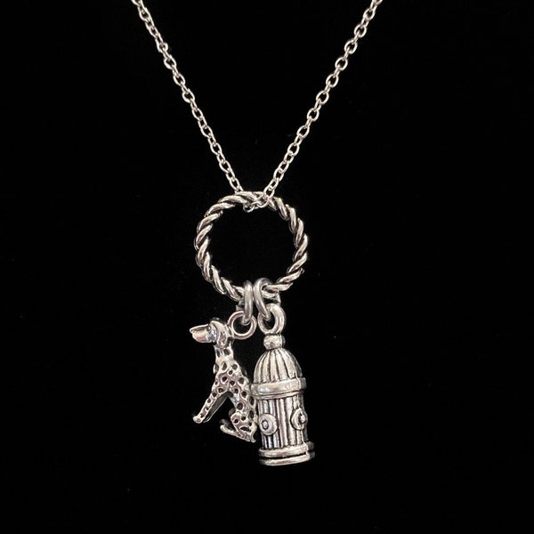 Dalmatian Dog Necklace Fire Hydrant Charms Fireman