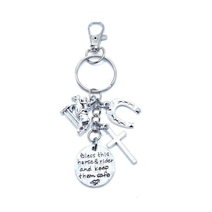 Bless This Horse And Rider Keychain Bag  Bridle Charm May Be Personalized