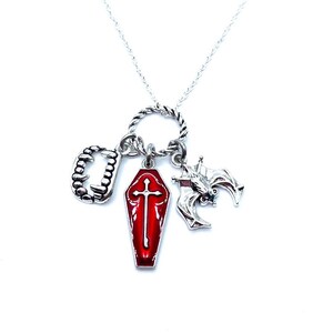 Vampire Necklace Fangs Coffin Bat Charms