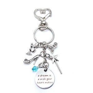 Cinderella Keychain Bag Charm Fairytale Princess Shoe Carriage Mouse Wand Charms
