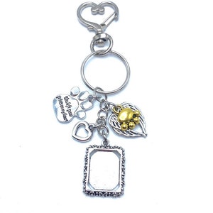 Pet Memorial Keychain Bag Charm Photo Frame You Left Paw Prints On My Heart