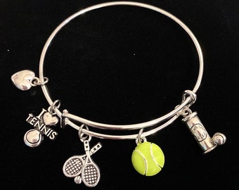 Tennis Charm Bracelet Balls Racket Charms May Be Personalized