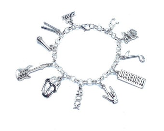 Rock N Roll Music Charm Bracelet