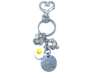 Crazy Chicken Lady Keychain Bag Charm