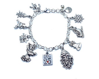 Christmas Charm Bracelet Festive Santa Reindeer