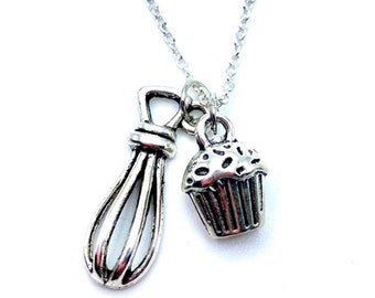 Baker Necklace Pastry Chef Gift Baking Cupcake Whisk
